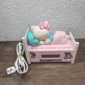 Hello Kitty Sleeping Kitty Dual Alarm Clock Radio with Night Light-Pink  Tested